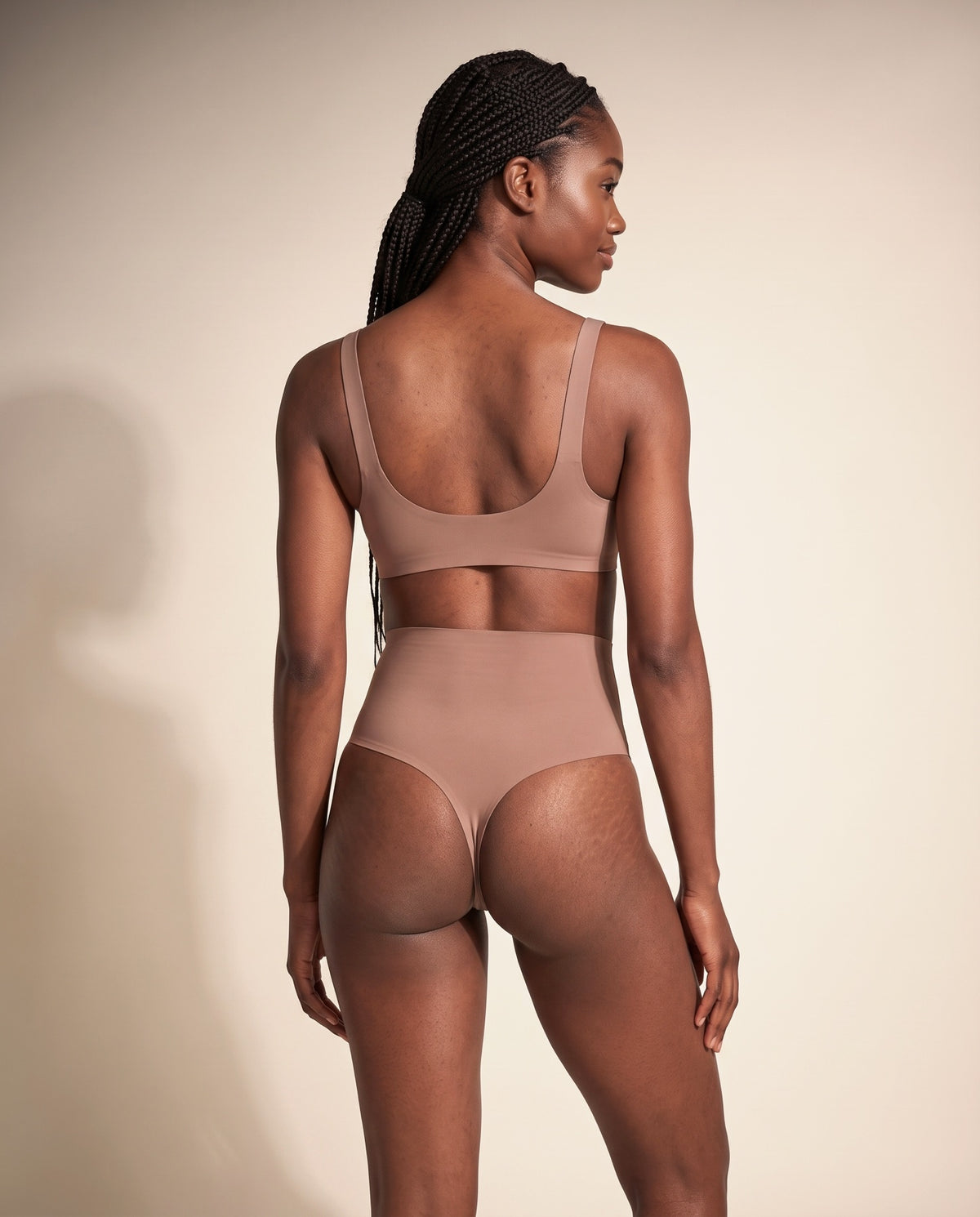 High-Waist Shaping Thong – Brown