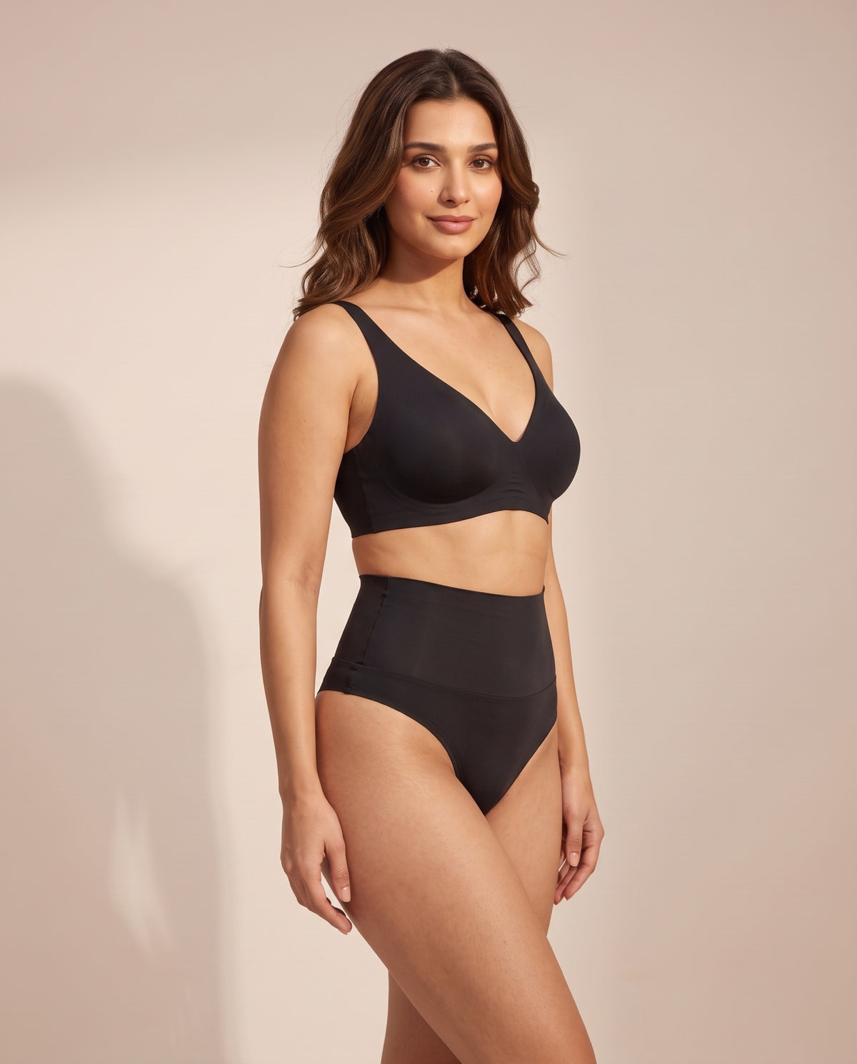 High-Waist Shaping Thong – Black